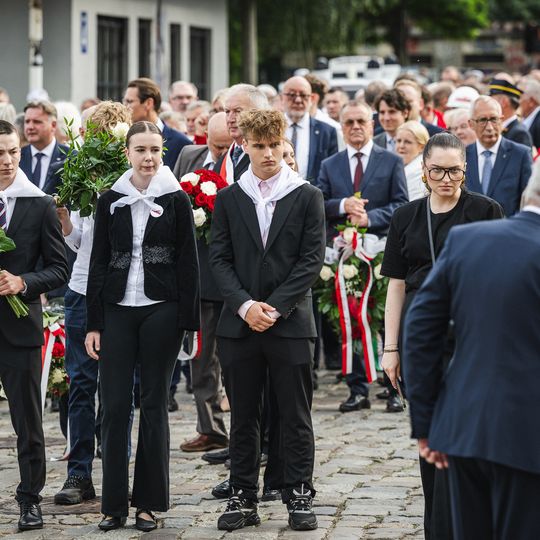 złożenie kwiatów przez Karola Nawrockiego w 46. rocznicę Porozumień Sierpniowych, Gdańsk 2026