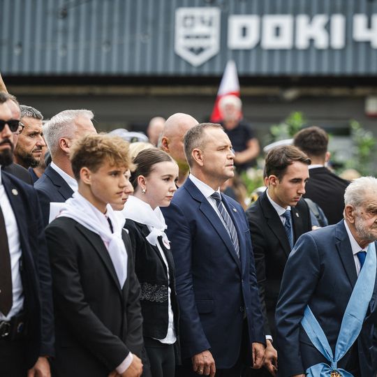 złożenie kwiatów przez Karola Nawrockiego w 46. rocznicę Porozumień Sierpniowych, Gdańsk 2026