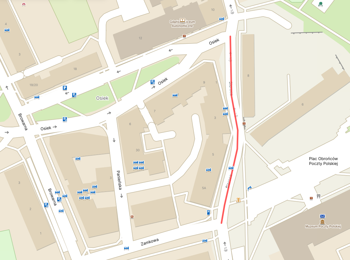 zamknięcie ul. Sierocej w Gdańsku