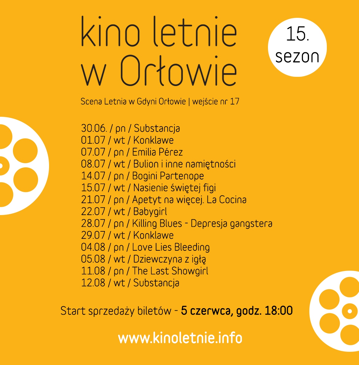 Kino Letnie w Orłowie 2025, program