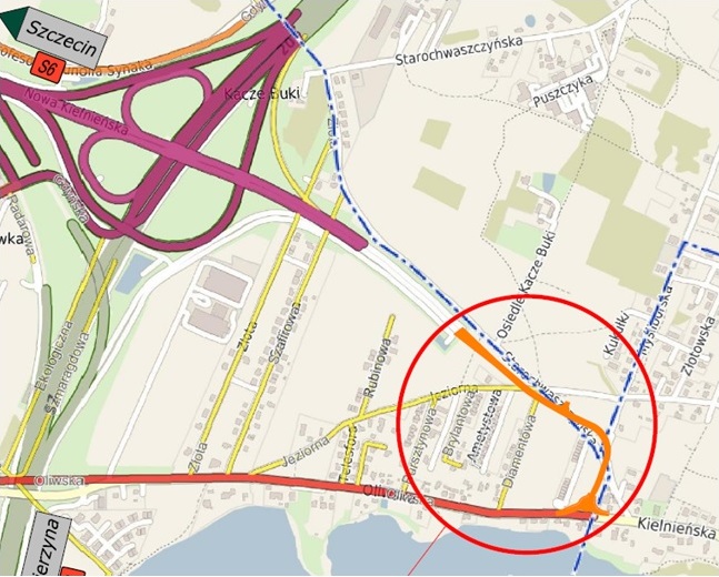 planowany łącznik między węzłem Chwaszczyno a Obwodnicą Metropolii Trójmiejskiej