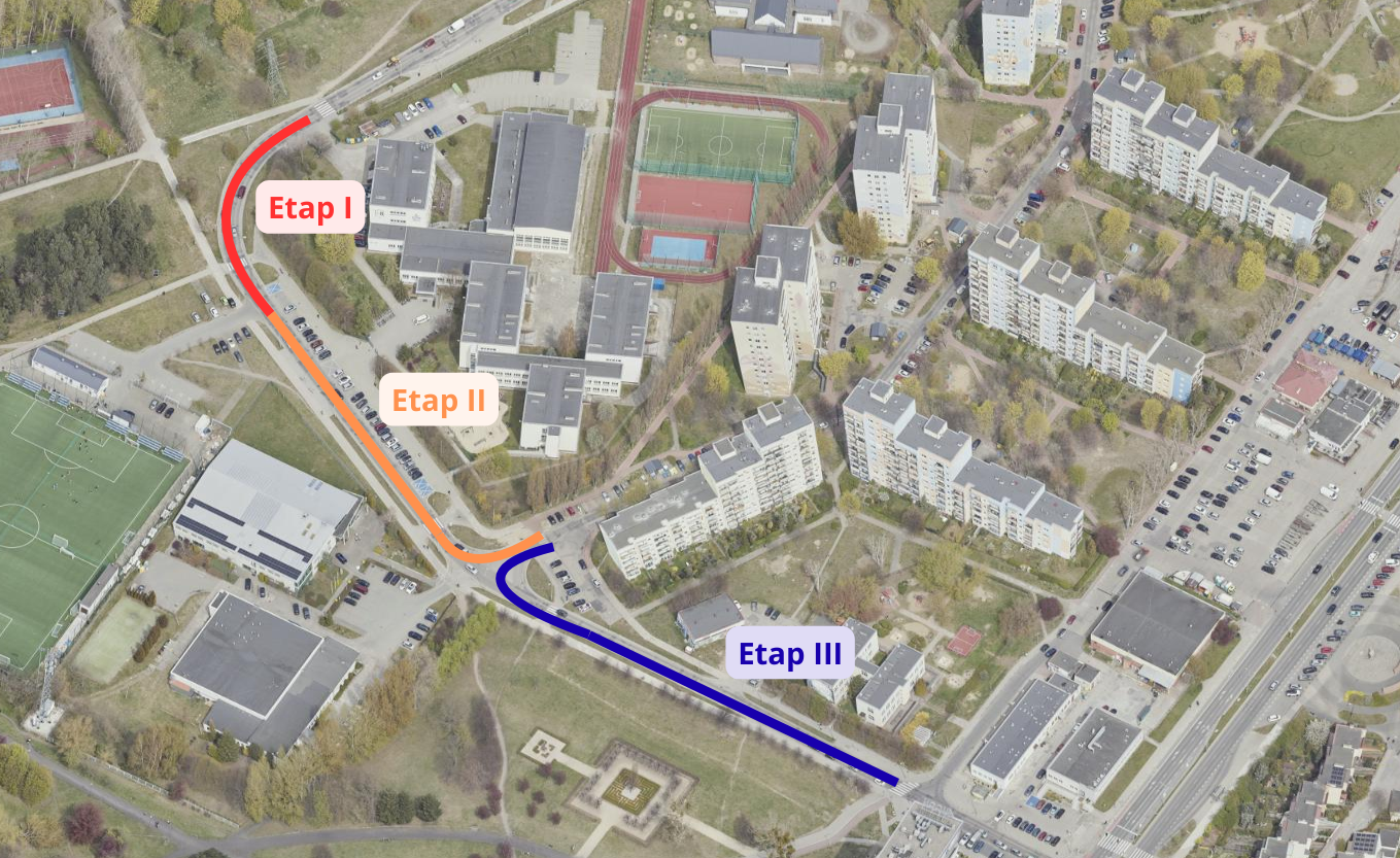 etapy remontu ulic Meissnera i Olsztyńskiej w Gdańsku