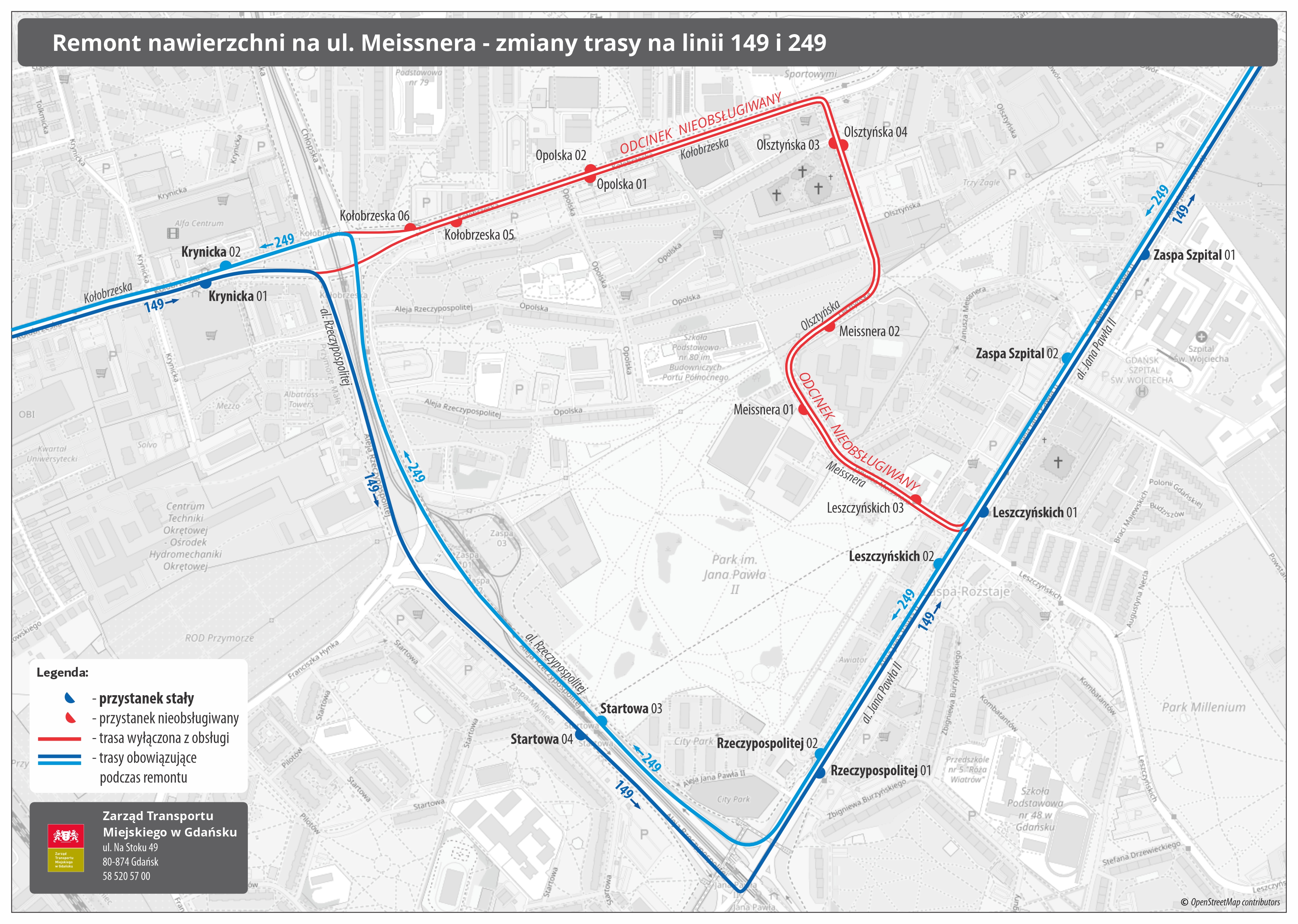 zmiany w komunikacji miejskiej w Gdańsku dla linii 149 i 249