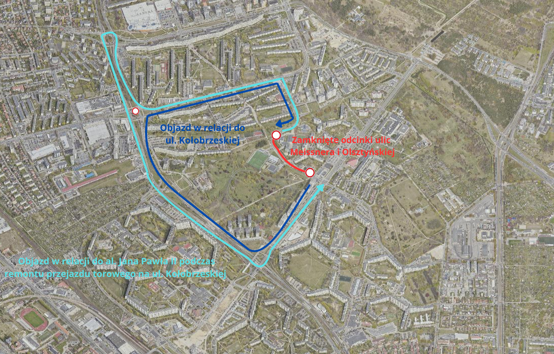 objazdy podczas remontu ulic Meissnera i Olsztyńskiej w Gdańsku