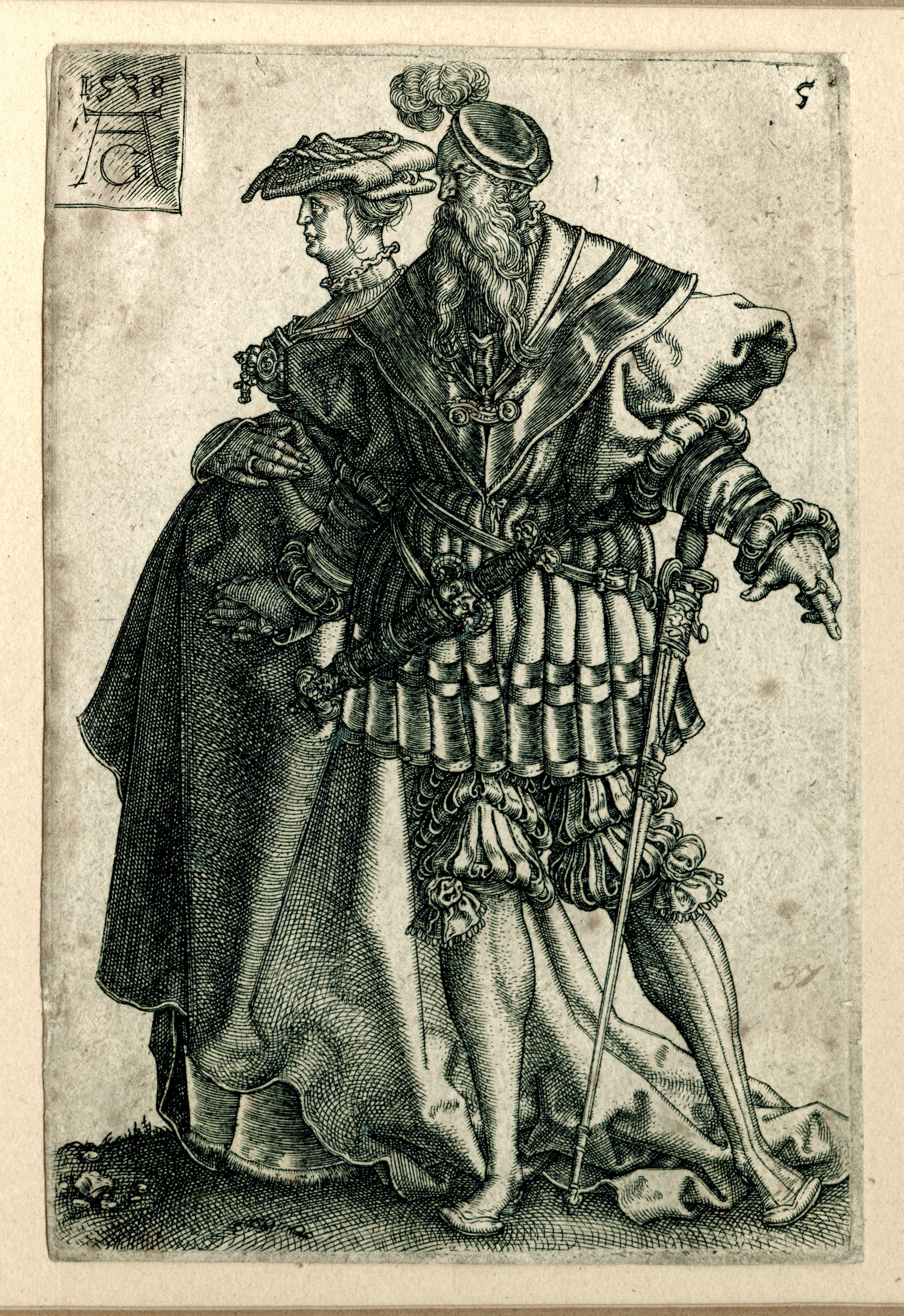 Heinrich Aldegrever, „Wielcy tancerze weselni. Para tancerzy”