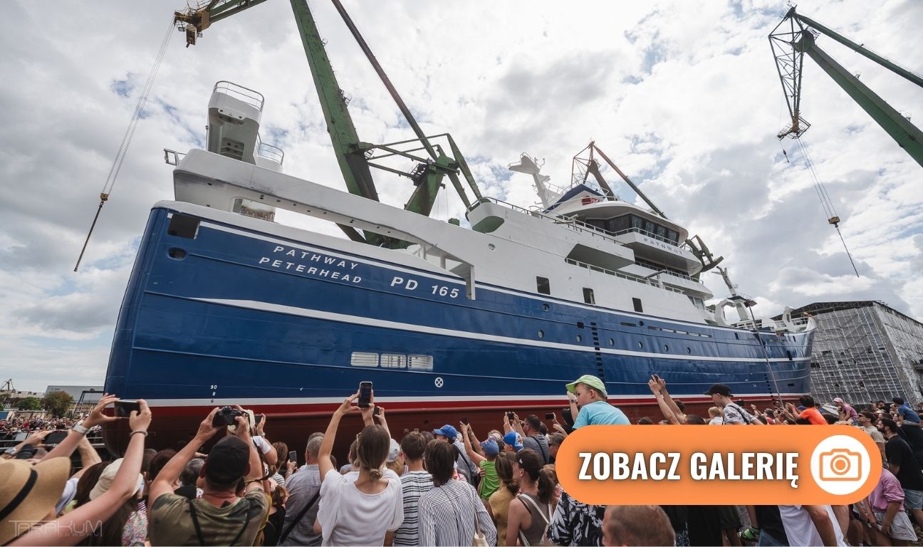 wodowanie trawlera Pathway w Karstensen Shipyard Poland w Gdańsku