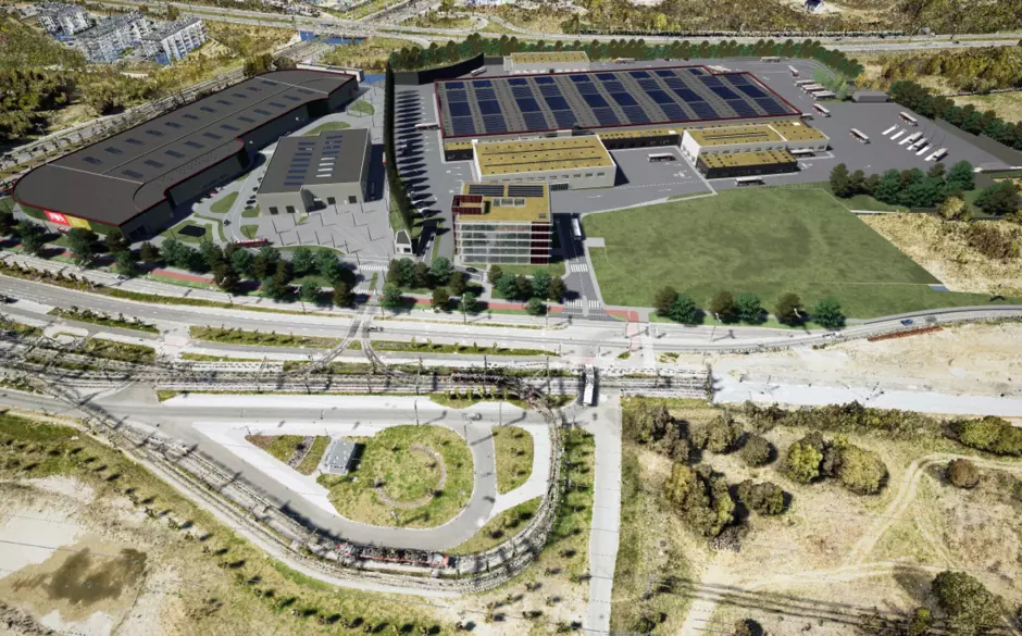 wizualizacja planowanych zajezdni na Ujeścisku w Gdańsku