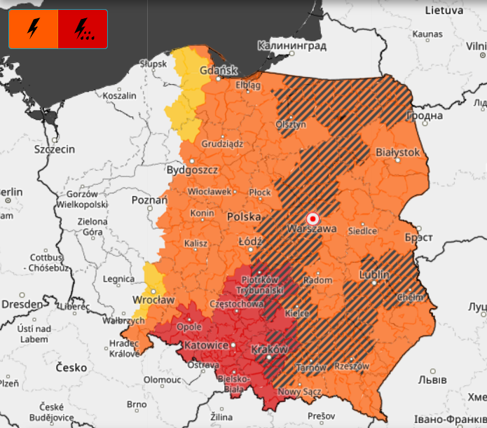 ostrzeżenie o intensywnych opadach deszczu, IMGW