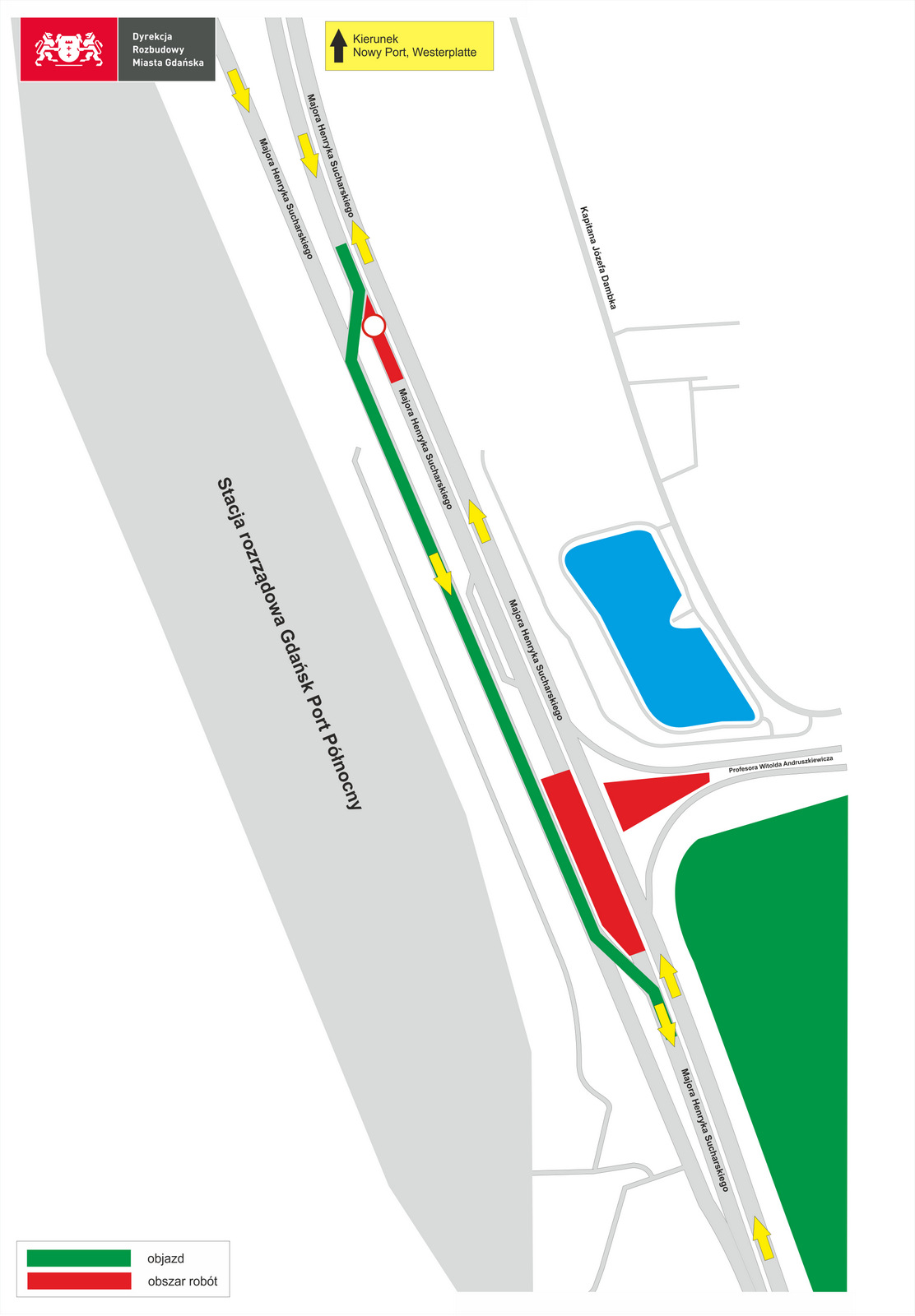 zmieniona organizacja ruchu na Trasie Sucharskiego w Gdańsku od 24 sierpnia 2025 roku, mapa
