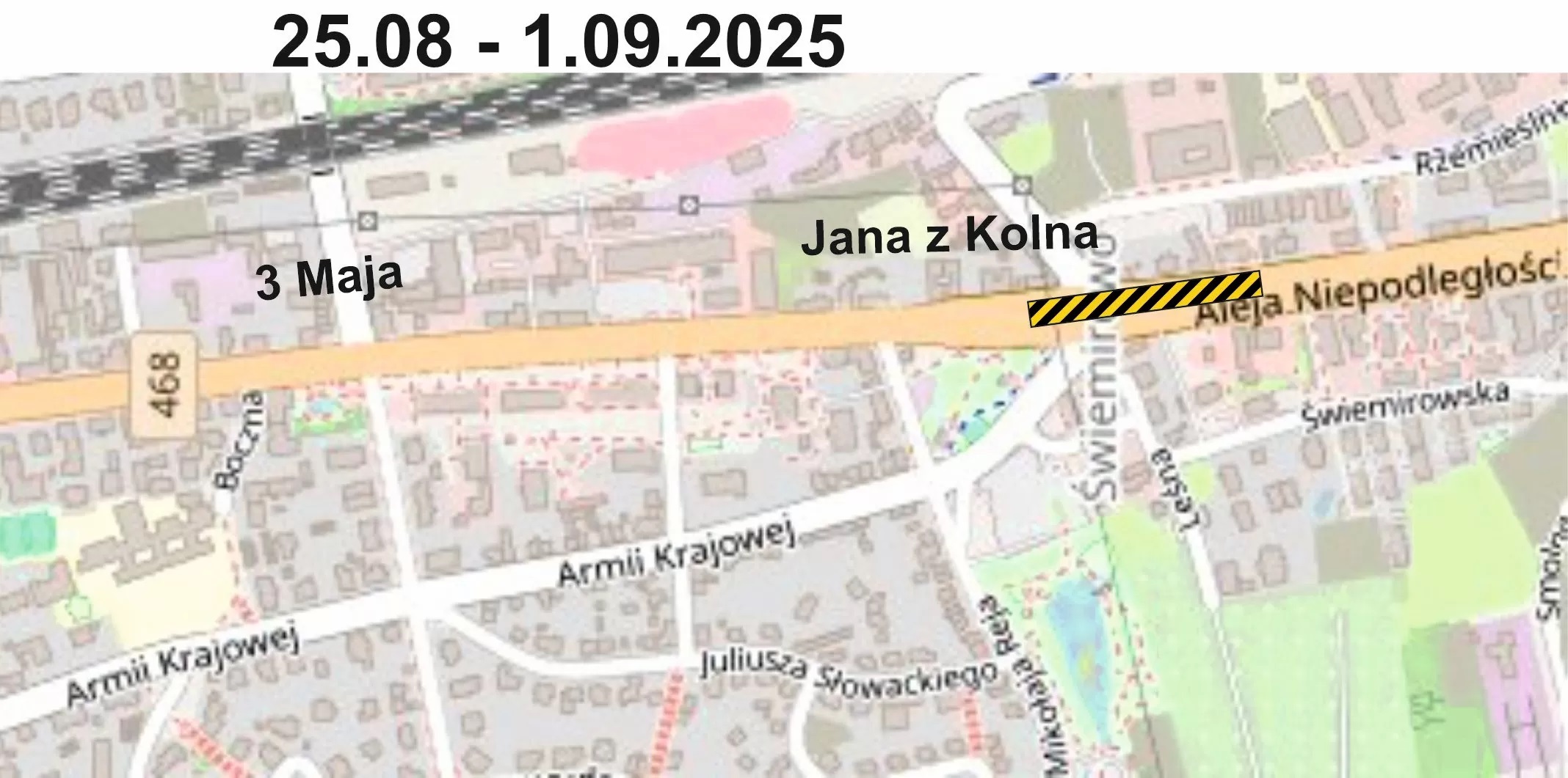 remont al. Niepodległości w Sopocie, mapa