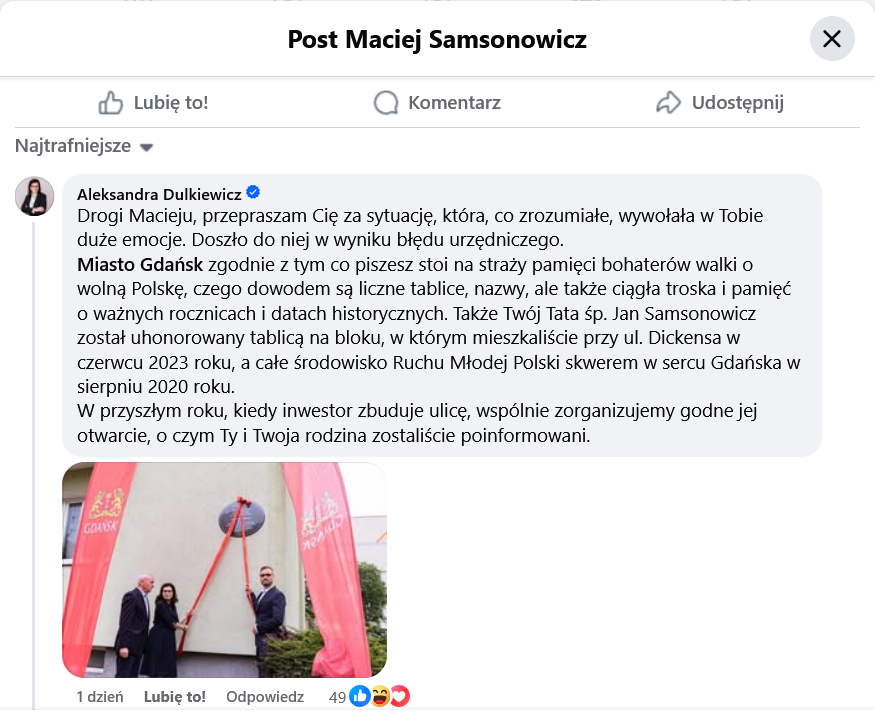 komentarz Aleksandry Dulkiewicz