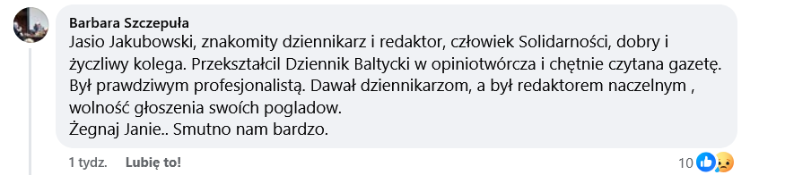 wpis Barbary Szczepuły o Janie Jakubowskim