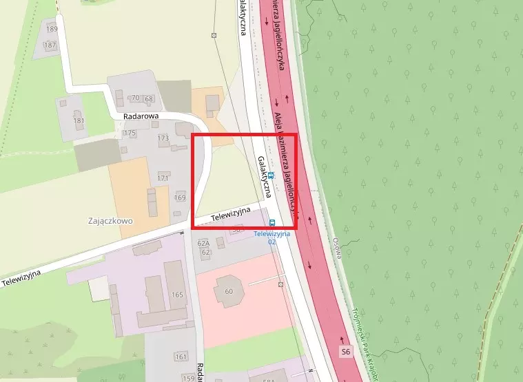 remont ulicy Galaktycznej w Gdańsku, mapa