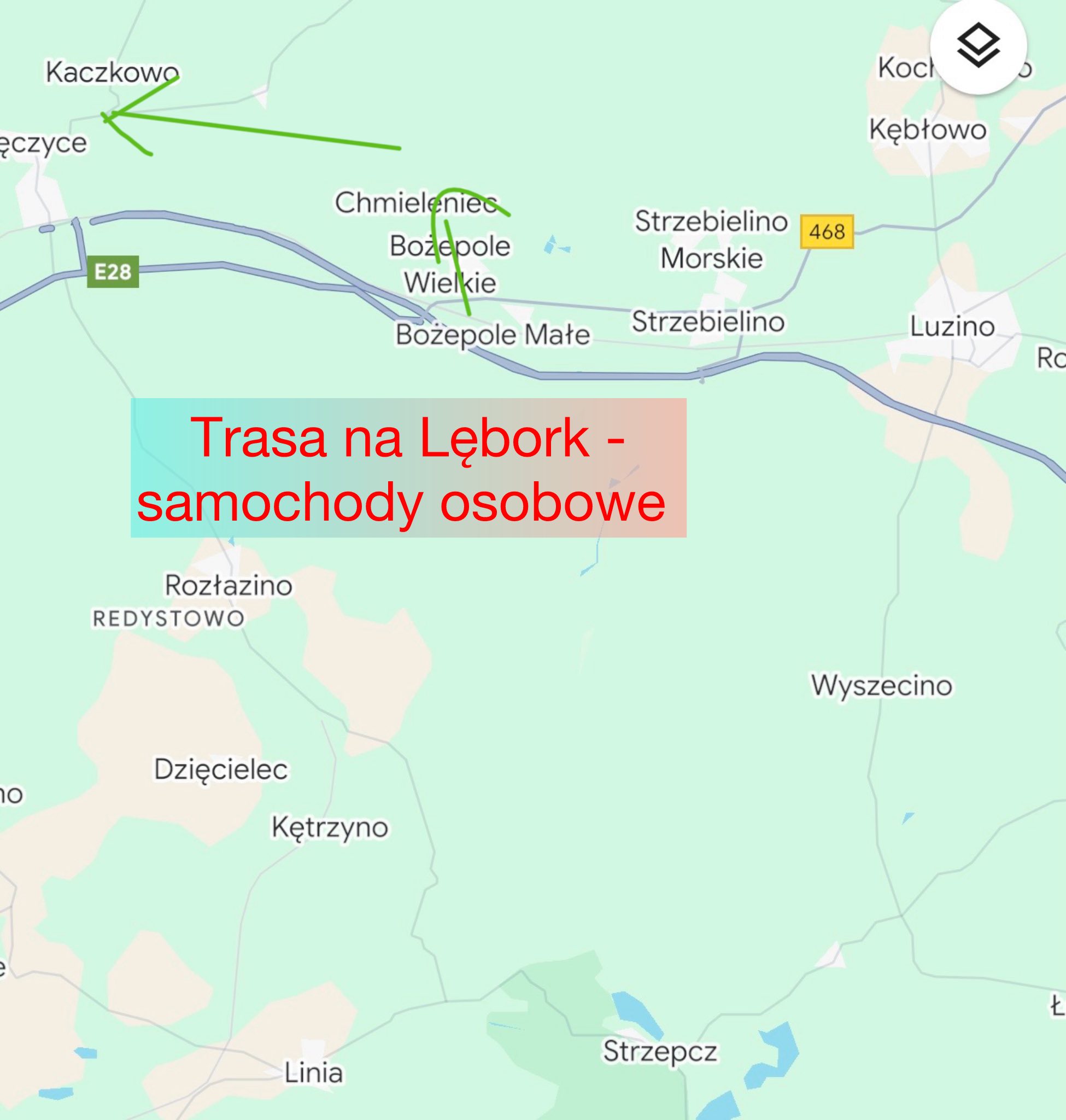 objazd w kierunku Lęborka po wypadku w Bożepolu Wielkim