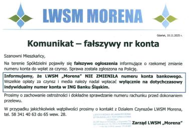 komunikat LWSM „Morena” ws. fałszywych ogłoszeń