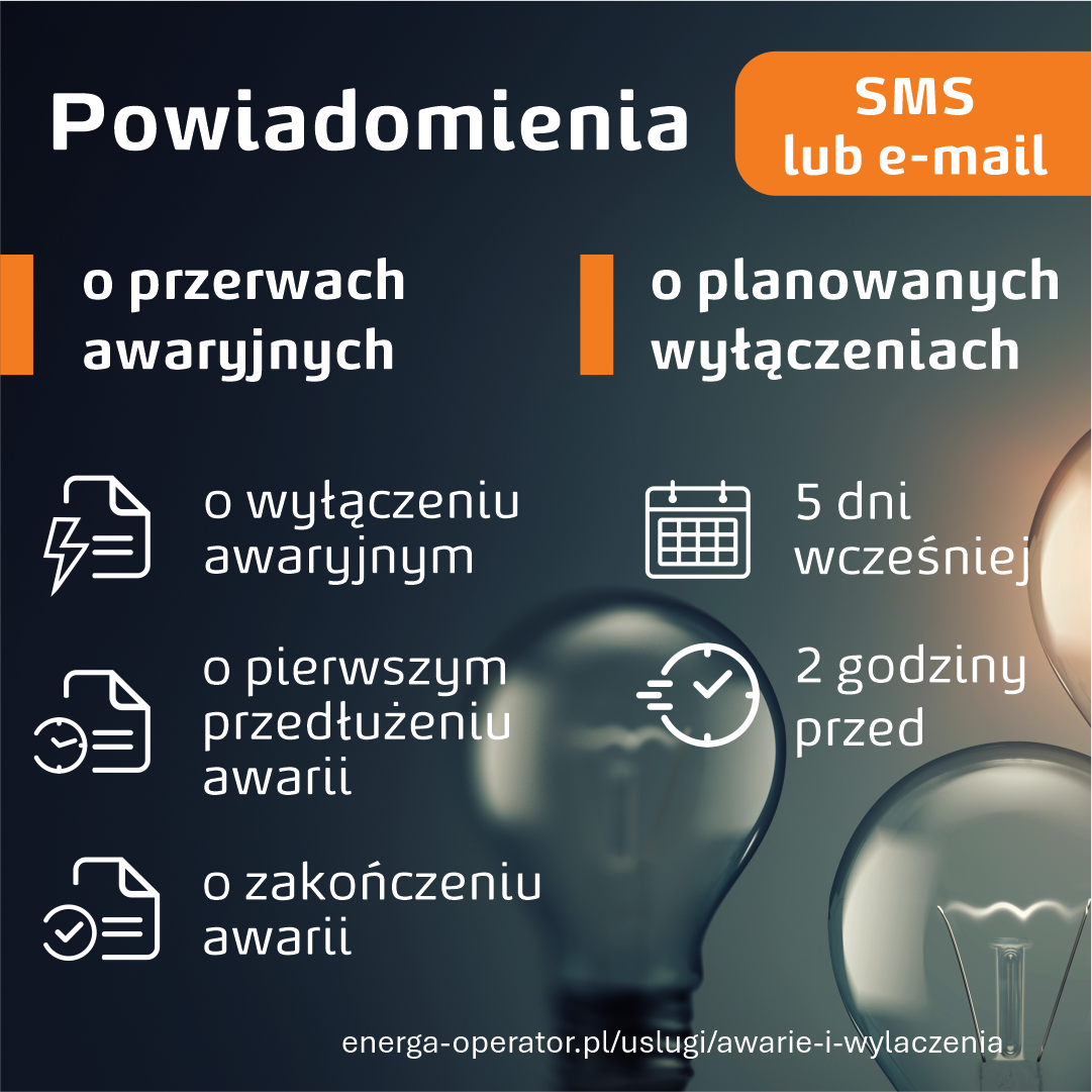 powiadomienia o awaryjnych wyłaczeniach prądu