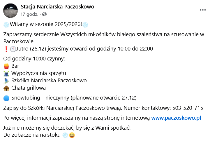 Stacja Narciarska Paczoskowo