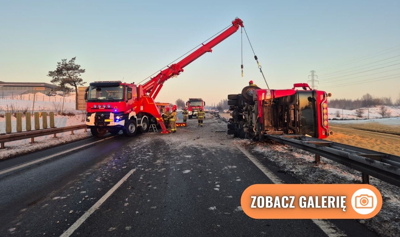 wypadek ciężarówki ze zbożem na Obwodnicy Trójmiasta w Gdańsku