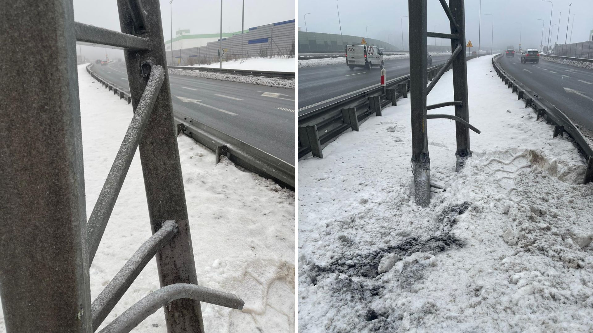 uszkodzona bramownica, węzeł Gdynia Wielki Kack, S7