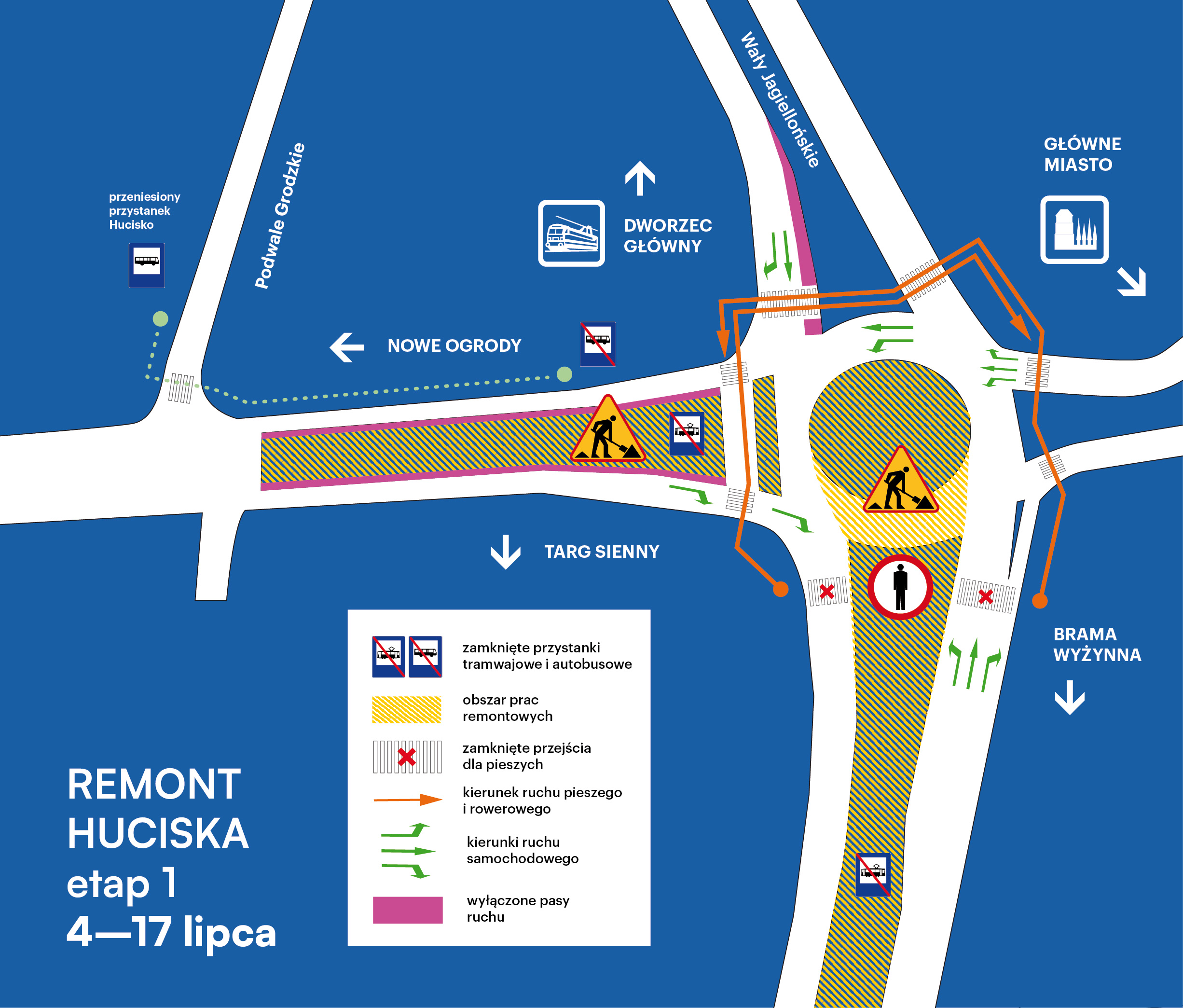 remont węzła Hucisko, Gdańsk 2026, mapa