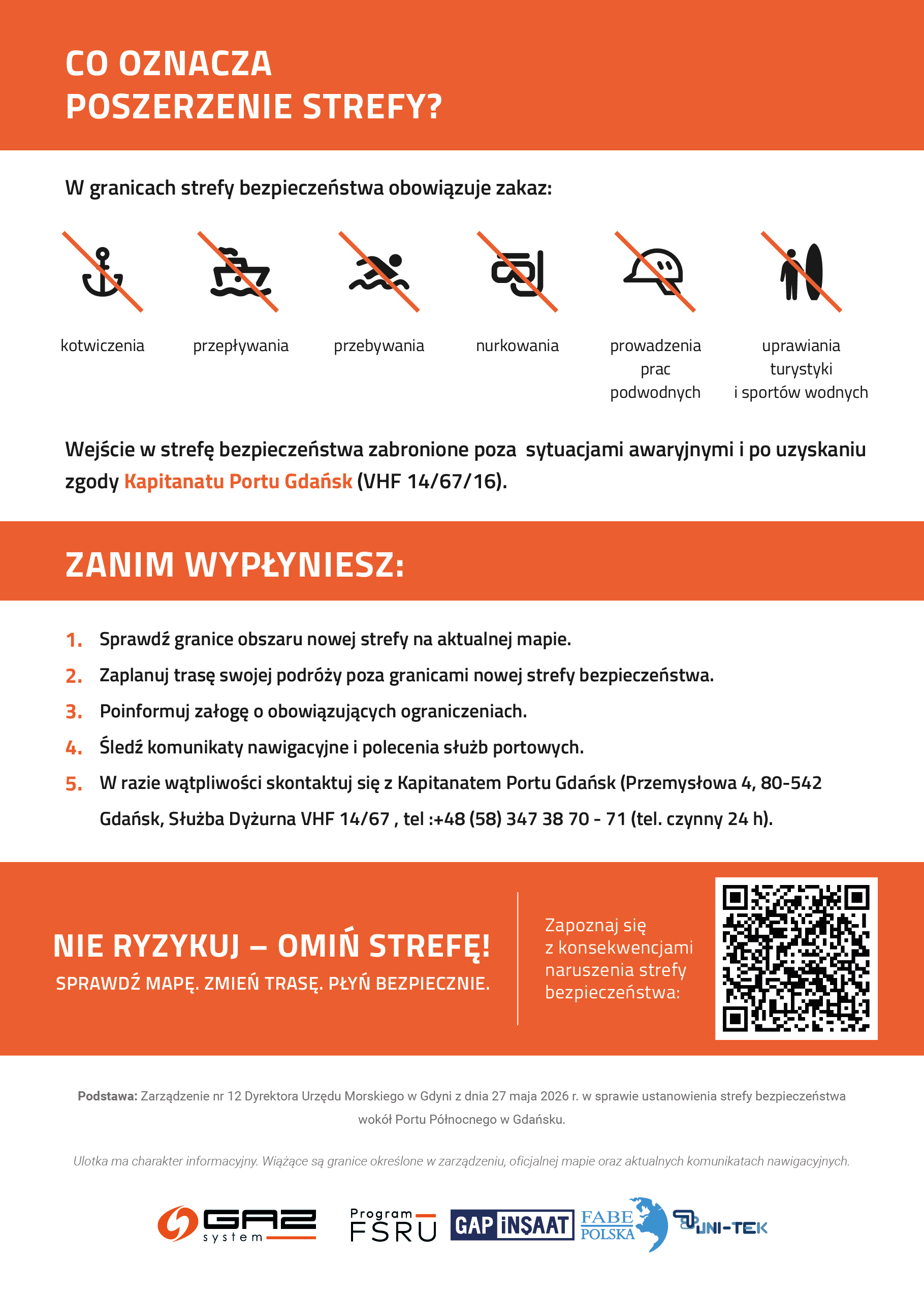 nowa strefa bezpieczeństwa na Zatoce Gdańskiej, ulotka