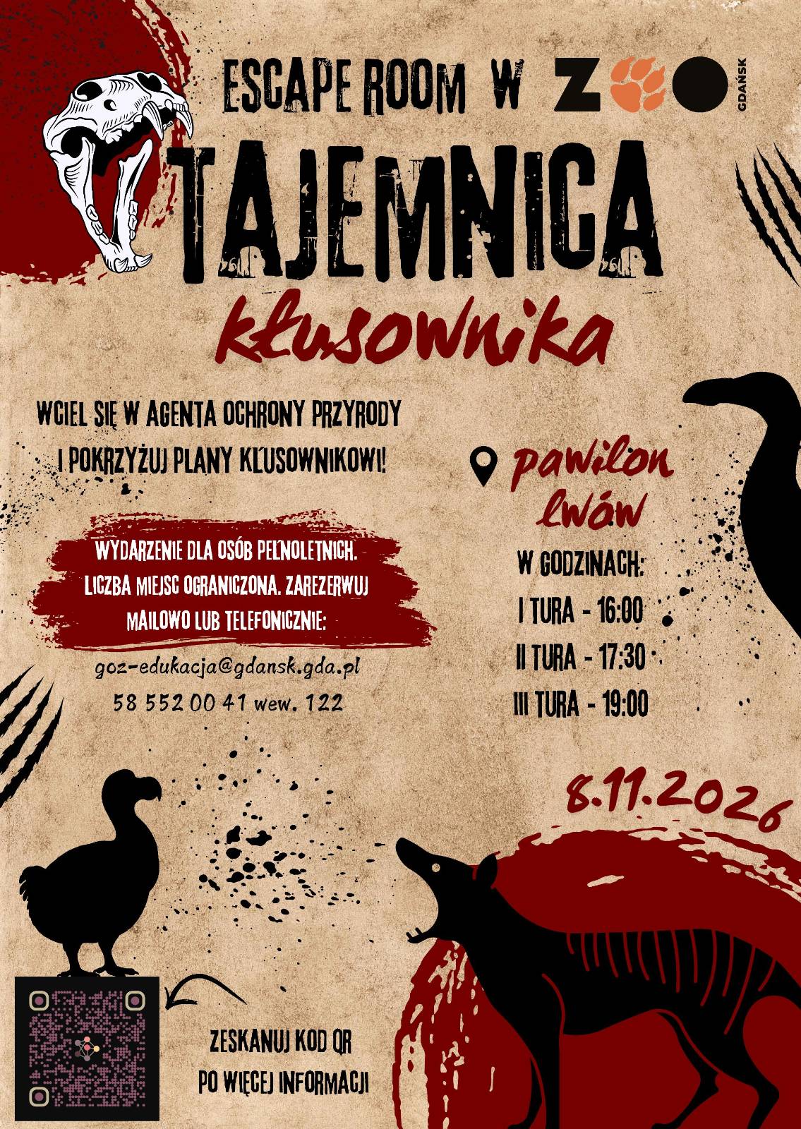 escape room, zoo Gdańsk, plakat