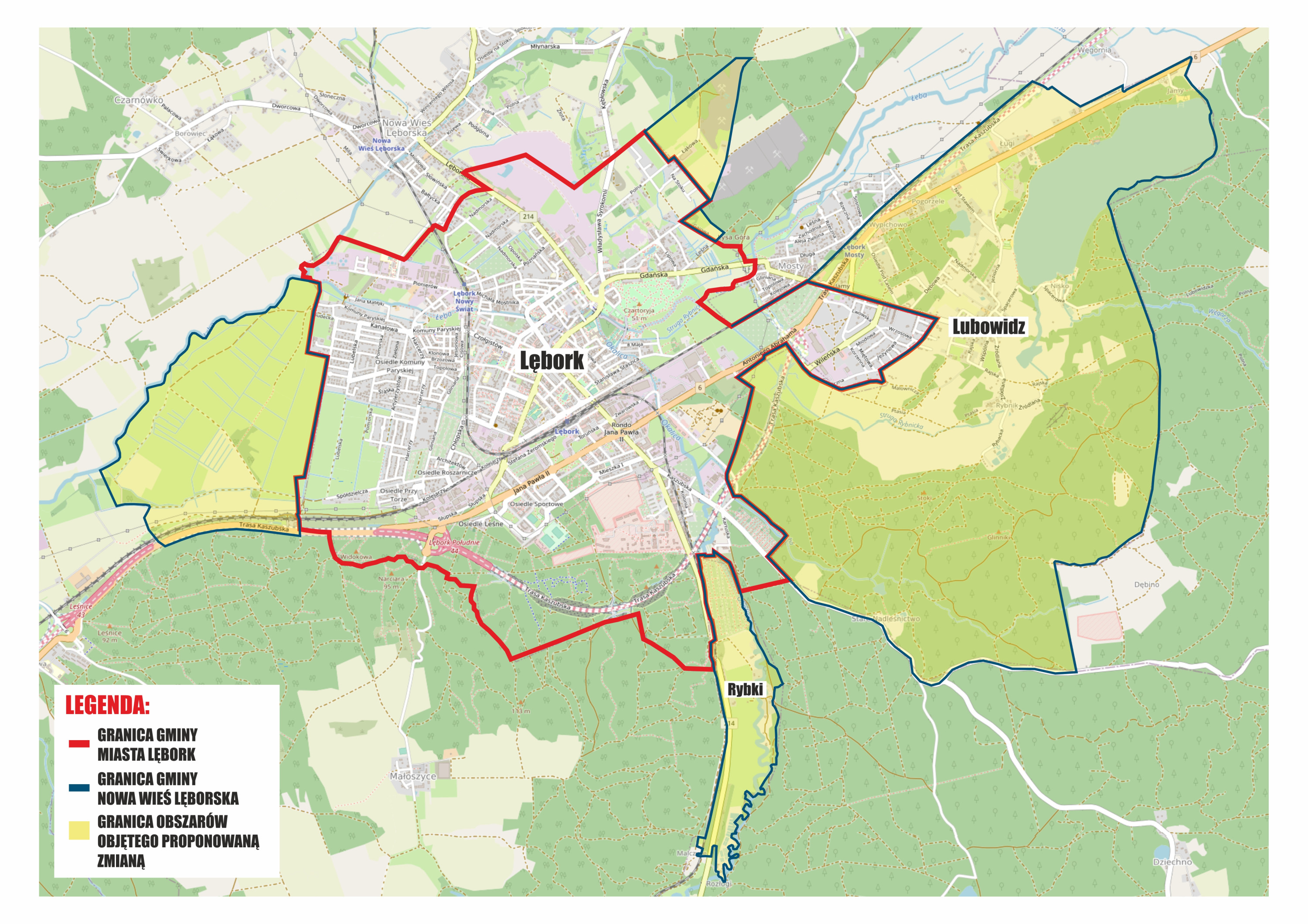 proponowana zmiana granic administracyjnych Lęborka