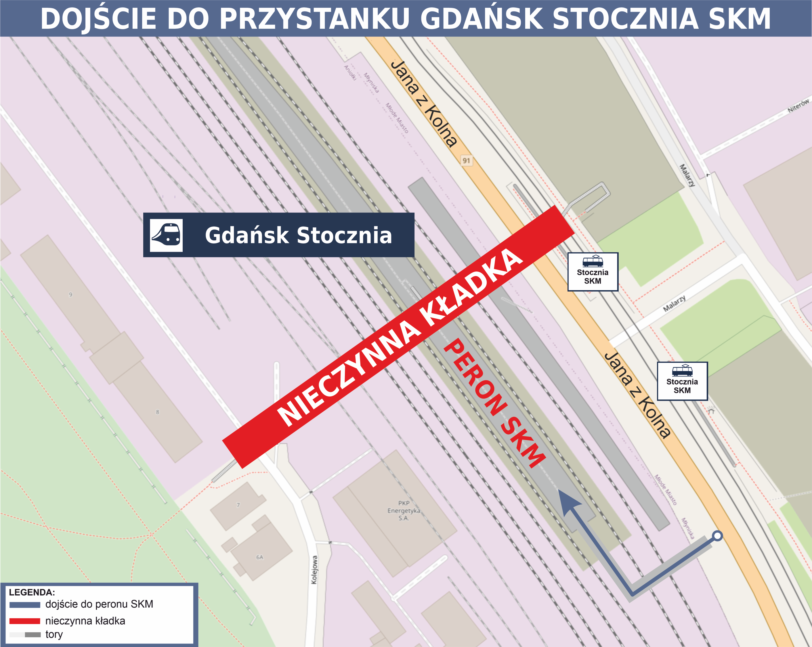 dojście do peronu SKM Gdańsk Stocznia