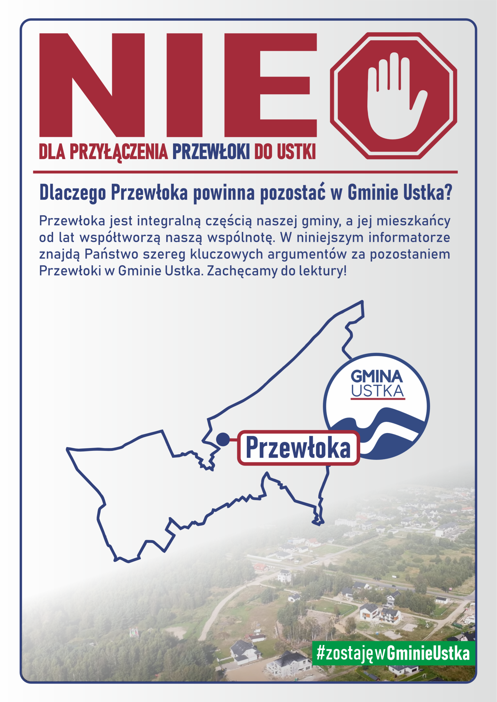 jeden z plakatów przeciwników przyłączenia Przewłoki do Ustki