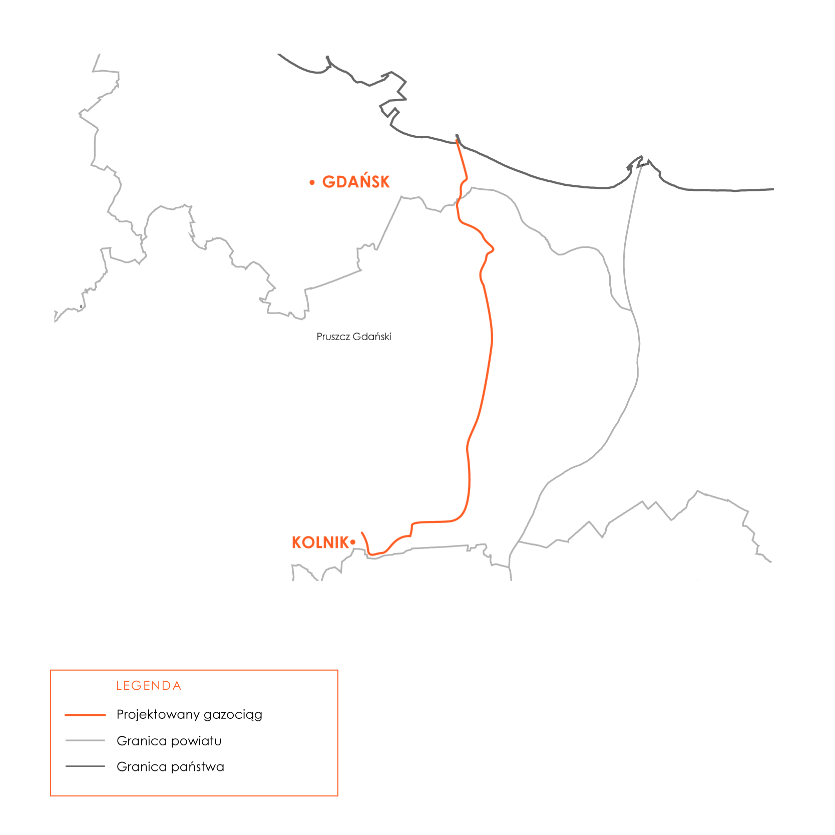 gazociąg Kolnik-Gdańsk, mapa