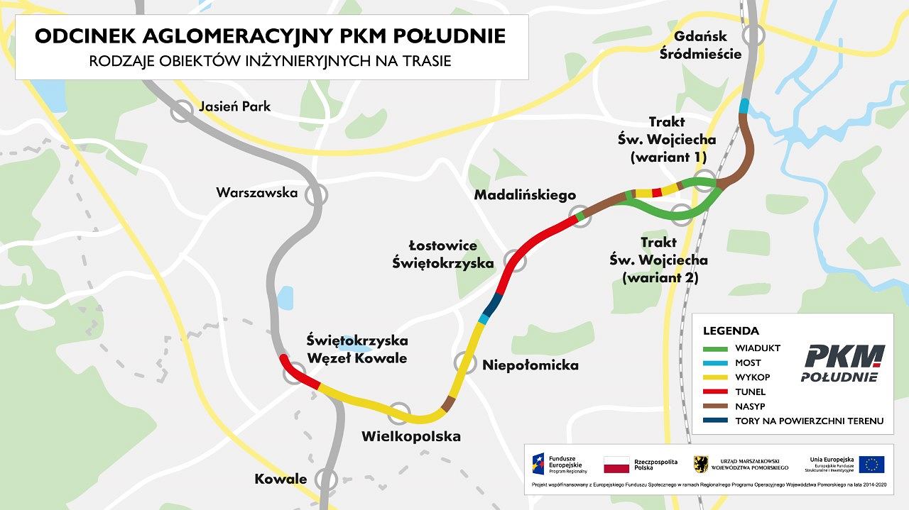 odcinek aglomeracyjny PKM Południe, mapa