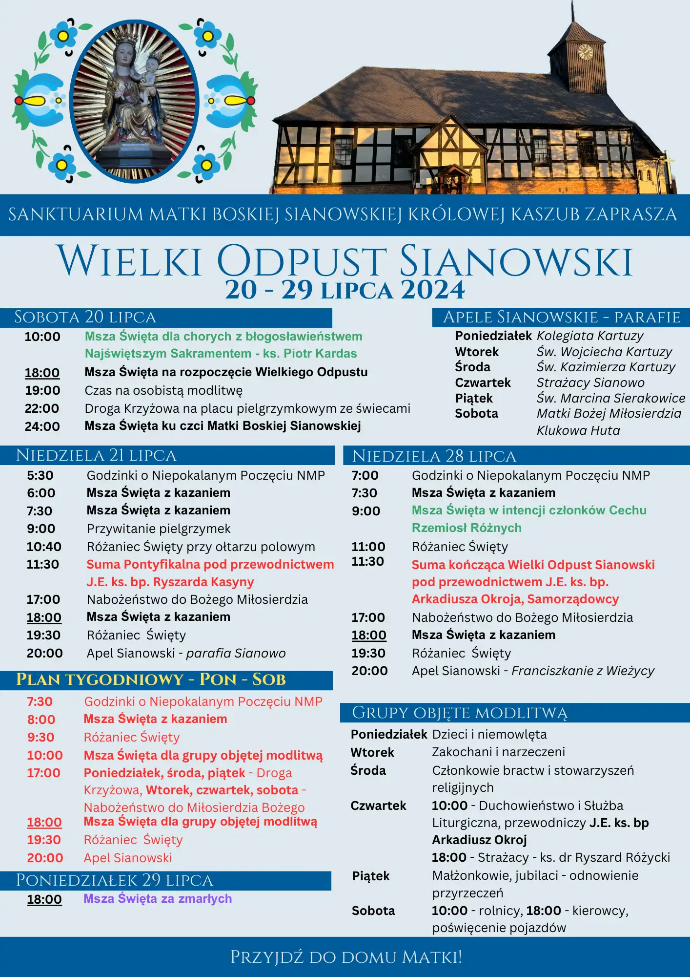 odpust, program, Sianowo 2024