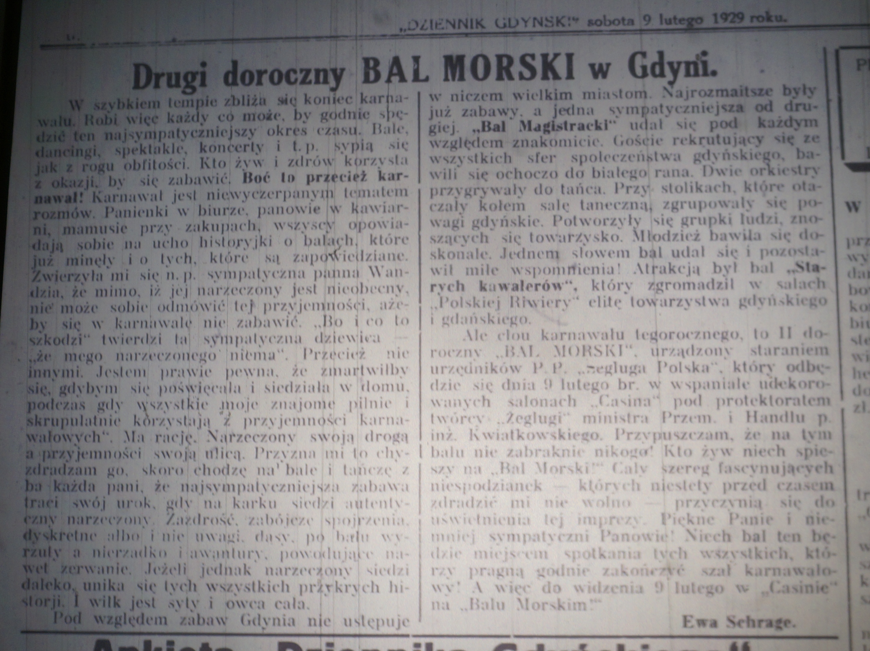 „Dziennik Gdyński” z 9 lutego 1929 roku