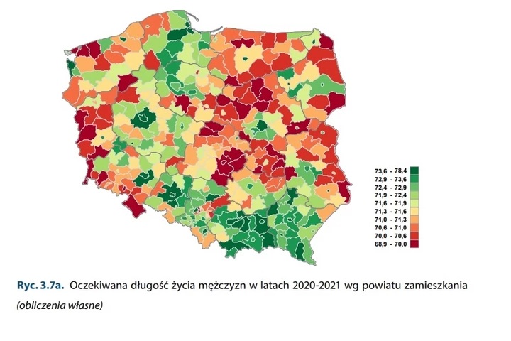 Długość życia mężczyzn w Polsce