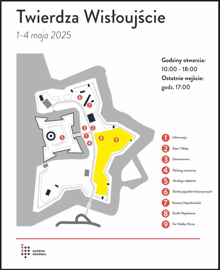 majówka 2025 w Twierdzy Wisłoujście, mapa
