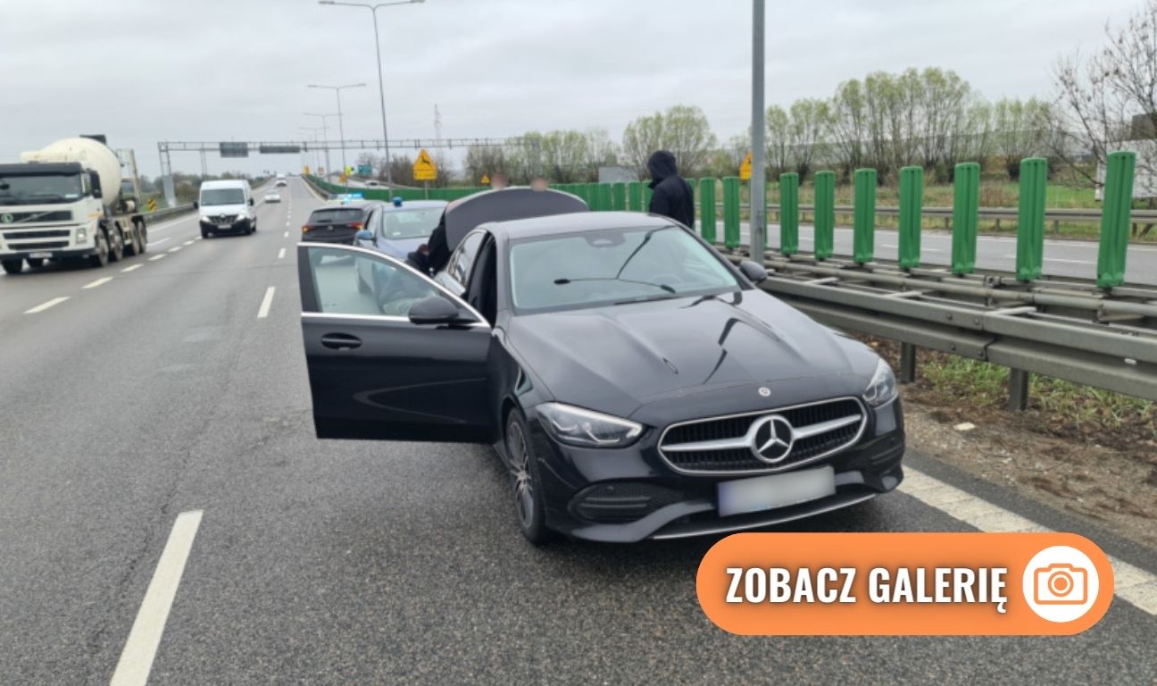 zatrzymanie mercedesa pod Elblągiem