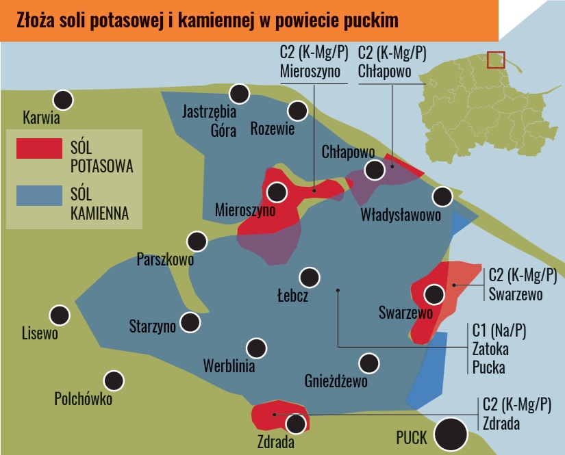 złoża soli potasowej i kamiennej w powiecie puckim